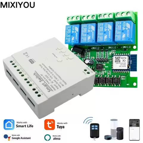 4 Channel Tuya WiFi AC DC7-32V 85-250V 110V 220V Receiver 10A 16A Relay 4ch Motor Controller Module 