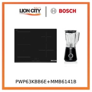 Bosch PWP63KBB6E Series 4 Induction hob 60 cm Black, surface mount without frame + MMB6141B Blender VitaPower Serie | 4