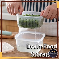 [BC] Round Square Drain Sealed Box Food Storage Airtight Keep Fresh Refridgerator Bekas Simpan Cili Bawang Halia 排水存储