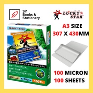 LUCKY STAR A3 Laminating Film / Laminate Film / Plastik Laminate A3 100 Micron 100 Sheets