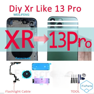 Battery Back Cover + Middle Chassis Frame For iP hone XR to 13 Pro XR convert to 13 Pro housing XR l