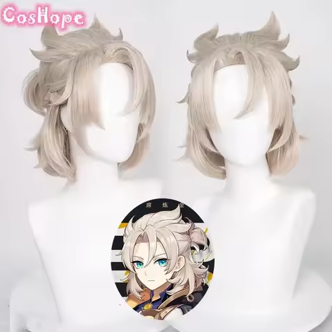 Albedo Cosplay 35cm Short Linen Wig Cosplay Anime Cosplay Wigs Heat Resistant Synthetic Wigs