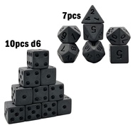 Polyhedral Carbon Black Dice Set 7-Piece D4 D6 D8 D10 D10% D12 D20  for DND RPG Table Board Roll Pla