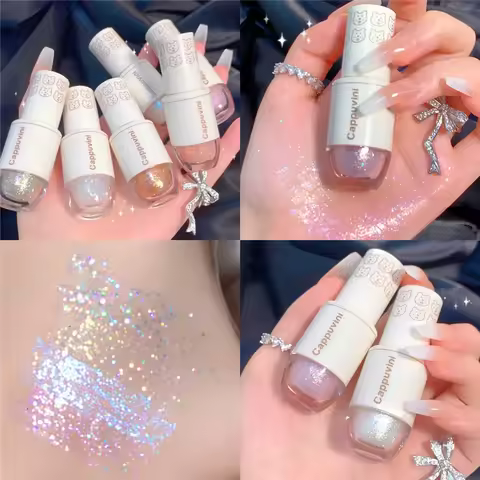 6 Colors Liquid Eyeshadow Highlight Sequins Glitter Eye Shadow Pearlescent Lying Silkworm Waterproof