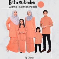 Baju Raya Sedondon Salmon Peach (Orange Peach) Baju Kurung Riau Baju Melayu Kurta Set Family Ayah Ibu Anak [RAYAFR]