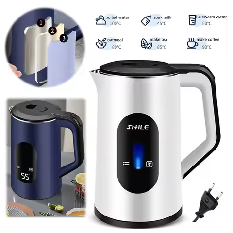 2.2L Stainless Steel Electric Digital Display Large Tea Kettle 1500W Fast Boil Hot Water Boiler Boil