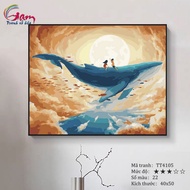 Digitized Coloring Painting GAM Abstract Painting of Blue Whale with Frame 40x50cm TT4105