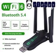 GLENES Dual Band WiFi6 USB Adapter, 4 Antenna Bluetooth 5.4 900Mbps WiFi Dongle, High Speed USB Inte