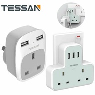 TESSAN 1/2 Way Power Socket Wall Charger USB Adapter 3 Pin USB Socket UK Power Strip Multi Plug Extension with 2 AC Outlets 3 USB Ports 5V 2.4A ,Malaysia Standard Plug Adaptor Extension Socket Extension Plug 13A Wall Socket for Home Travel Office