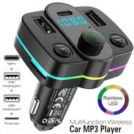 Wireless FM Transmitter Car Set With Dual USB Type C Charging MP3 Player, Car Charging And Live-Free