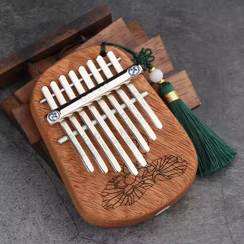 GECKO 8 Key Kalimba African Finger Thumb Piano Full Veneer Camphor Wooden Keyboard Percussion Instru