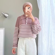 Polo Stripe Knit by Edmee Outfit