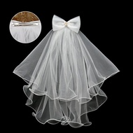 Halloween Wedding Flower Bridal Veil Bow Pearl Marry Veil Ribbon Bridal Headdress Wedding Gauze Brid