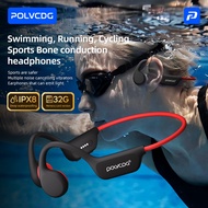 Polvcdg-X7 32G IPX8 Waterproof Bone Conduction Headsets Swimming Earbuds Fitness Sport Wireless Blue