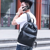 ผู้ชายหนังกระเป๋าเป้สะพายหลัง USB ชาร์จป้องกันการโจรกรรมขนาดใหญ่เด็กนักเรียนกระเป๋าเดินทางกระเป๋าเป้สะพายหลังโรงเรียนสีดำ B Agpack