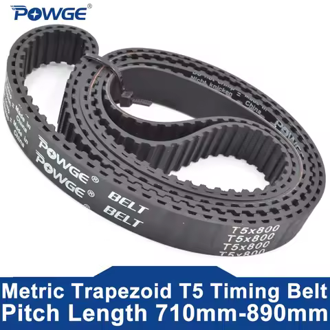 POWGE 2PCS T5 Timing belt Lp=710 720 725 740 750 755 760 780 790 800 810 815 825 830 840 850 860 880