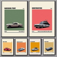 Minimalist Colorful Car in Movie Poster Ghostbusters Film Inspire Canvas Painting Prints Wall Art Pi