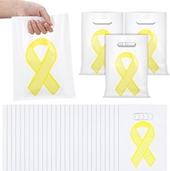 Geyoga 100 Pcs Childhood Cancer Awareness Bags with Handles Bulk 7 x 9.5 Inch Gold Ribbon Awareness 