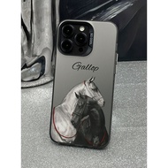 Casing hp iphone with Two Art Horses Design for iphone XR X XS MAX 7 PLUS 8 PLUS 11 12 13 14 15 16 P