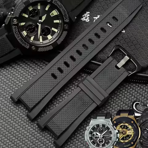 Resin Watch Strap for Casio G-Shock GST-W120L S130L S310 B100 GST-W100G Men Rubber Wrist Band Bracel