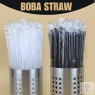 [100pcs]21cm/23cm Boba Straw Milktea Straw Sago Straw Black Individually Packed