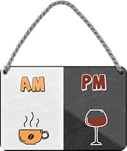 schilderkreis24 Tin Sign Funny Coffee Wine Saying "AM PM" Decorative Sign Cafe Restaurant Bar Cafete