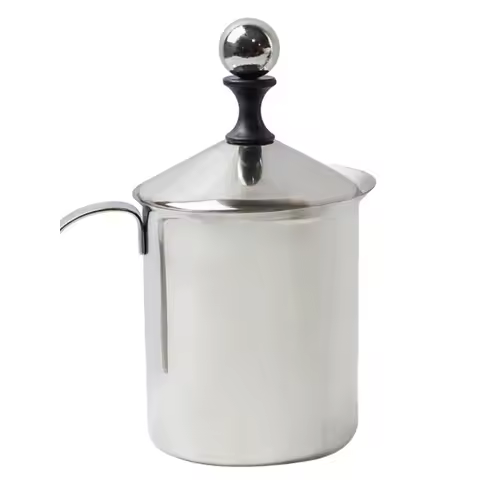 Double Layer Manual Milk Frother Pot, Coffee Latte Foam Maker for Coffee Shop