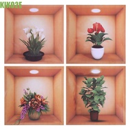 KIKO2E 4pcs Plant Potted Wall Stickers, PVC Creative Simulate 3D Wallpapers, Home Decorations Green 