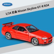 WELLY 1:24 Nissan Skyline GT-R R34 simulation alloy car model crafts decoration collection toy tools gift