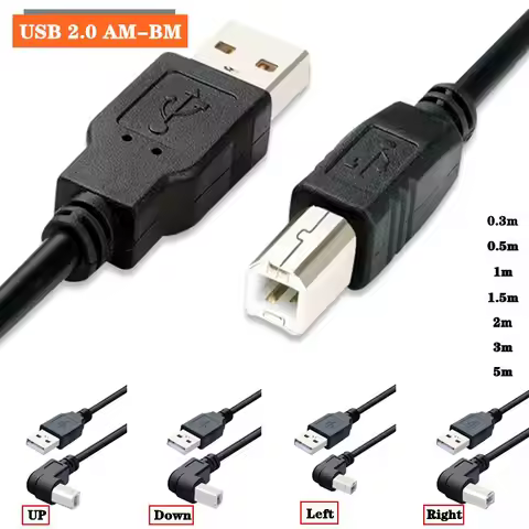 USB 2.0 A Male To USB B Male B-type BM Upper And Lower Left And Right Corner Printer Scanner 90 Degr