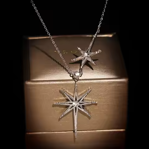 925 silver female six-pointed star pendant European and American light luxury neck chain star clavic