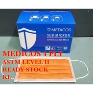 (READY STOCK SHIP IN 24hrs)100% Genuine Medicos Surgical 4ply Face Mask 50's With Box 4ply