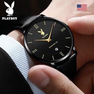 【現貨】 PLAYBOY （ 2601 ） 國際品牌手錶 時尚 商務 休閒 薄款 真皮 防水 男士手錶 2023年機芯升