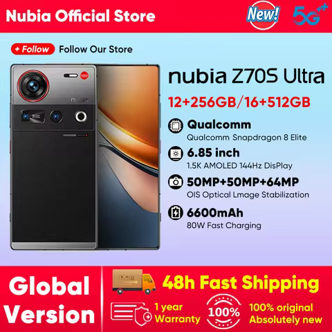 Nubia Z70S Ultra Global Version Snapdragon 8 Elite 6.85’’ 1.5K 144Hz AMOLED 64MP 6600mAh 80W Nebula 