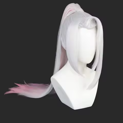 Yasuo Spirit Blossom LOL Pink White Ponytail Cosplay Heat Resistant Synthetic Hair Halloween Carniva
