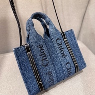 Chloe woody mini牛仔丹寧托特包