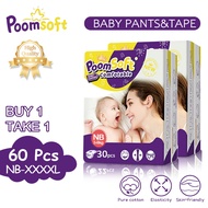 Poomsoft 2 Packs Baby Diapers Pants & Tape NB M L XL XXL XXXL XXXXL Disposable Diaper Pampers Pants 