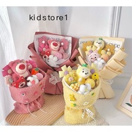 Colorful stuffed lotso flower bouquet, strawberry bear bouquet as a lovely gift for girlfriend
