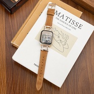 สายนาฬิกาผู้หญิง Apple Watch S7 S8 S9 S10 สายหนังสไตล์ชาติพันธุ์สร้อยคอโซ่ละเอียดสร้างสรรค์