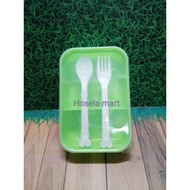 5080 - Medium Panda Square Lunch Box with 2 Compartments - Free Spoon and Fork Lunch Box Container l