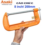 Cảo chữ C nguyên khối 8 inch độ mở 200mm Asaki AK-6266 Cảo chữ G đa năng cao cấp Asaki kẹp chữ G thé