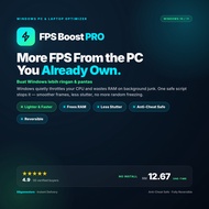 FPS Boost Pro PC & Laptop Optimizer Windows 10/11 | More FPS + Less Stutter | Valorant Fortnite PUBG
