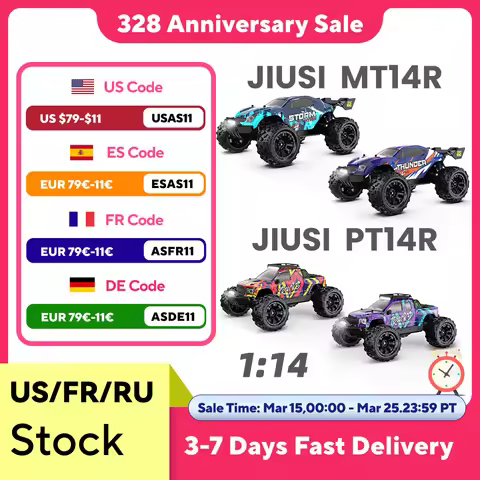 JIUSI RC Car PT14R MT14R 1/14 Brushless 80km/h 2.4G Remote Control 4WD Racing Car 3S 35C 2200mAh Hig