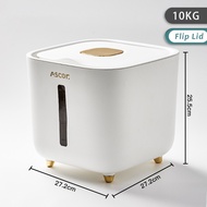 JustLiving 5/10KG Kitchen Rice Storage Box Grains Bucket Moisture-proof Insect-proof Large Capacity