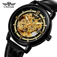 T-WINNER WINNER Mechanical Watch Round Hollow Automatic Mechanical Watch Belt Steel Band Wrist Watch