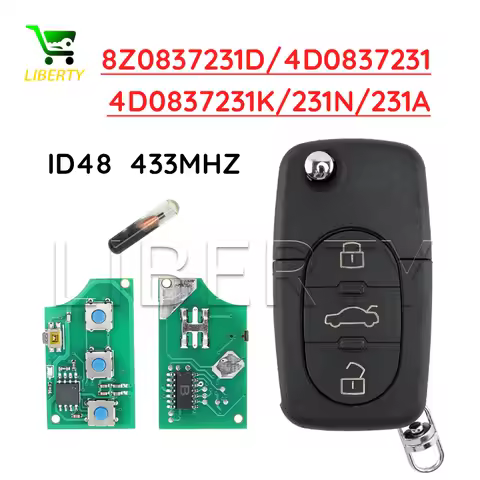 Ly 4D0837231/A/K/N 8Z0837231D 433Mhz 3Button ID48 Chip Key Fob Car Remote Flip Key for Audi A3 A4 A6