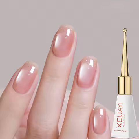 XEIJAYI 2025 New Lychee Pink Glass Bead Cat Eye Gel Nail Polish Soak Off UV/LED Crystal Cat's Eye Ge