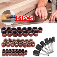 51 ชิ้น/เซ็ต 120Grit Drum Sanding Kit 1/2 3/8 1/4 นิ้ว Sand Mandrels เหมาะสำหรับ Dremel Nail Drill เครื่องมือโรตารี่