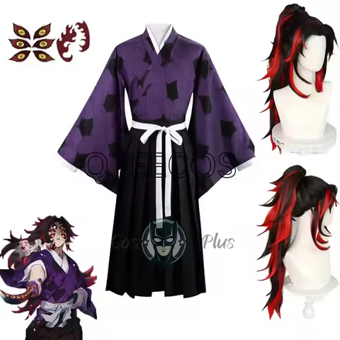 Kokushibo Cosplay Kimetsu Anime Demon Slayer Costume No Yaiba Kokushibou Cosplay Wig Kimono Haori Ha