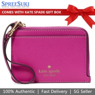 Kate Spade Card case In Gift Box Schuyler Small Card Holder Wristlet Baja Rose Pink Fushcia # KE701